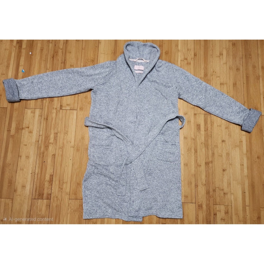 Victoria's Secret Gray Soft Fleece Robe Pockets Tie Waist Medium 36007334
